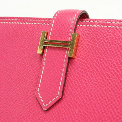 Used Hermes long wallet with double fold coin purse ladies brand HERMES Bear Souffle Pink USDHE108599011