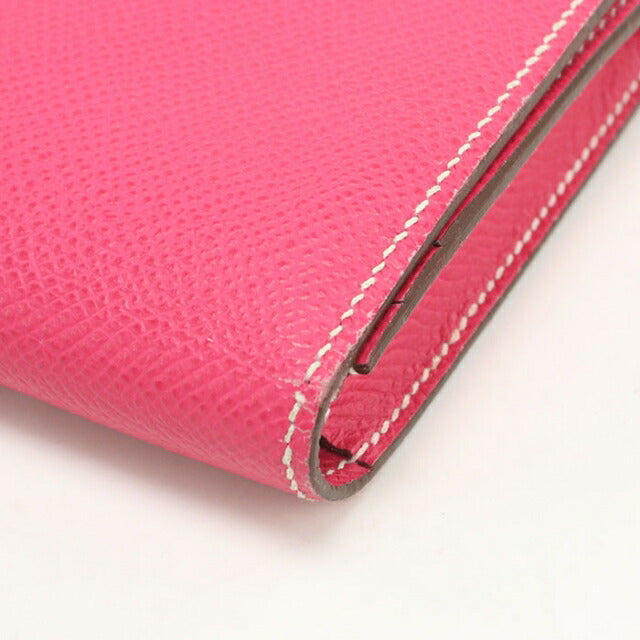 Used Hermes long wallet with double fold coin purse ladies brand HERMES Bear Souffle Pink USDHE108599011