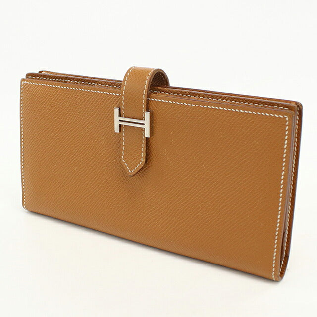 中古 エルメス 長財布ニ折小銭入付き ユニセックス ブランド HERMES ベアンスフレ ゴールド USDHE110247011