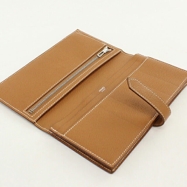 中古 エルメス 長財布ニ折小銭入付き ユニセックス ブランド HERMES ベアンスフレ ゴールド USDHE110247011