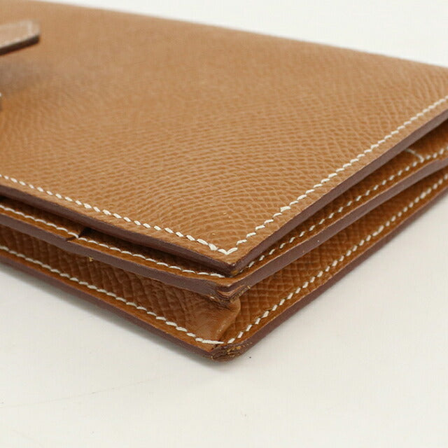 中古 エルメス 長財布ニ折小銭入付き ユニセックス ブランド HERMES ベアンスフレ ゴールド USDHE110247011