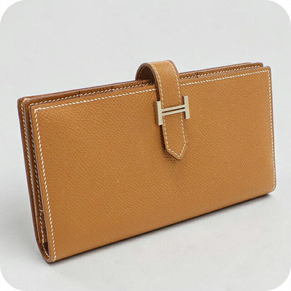 中古 エルメス 長財布ニ折小銭入付き ユニセックス ブランド HERMES ベアンスフレ ゴールド USDHE110247011