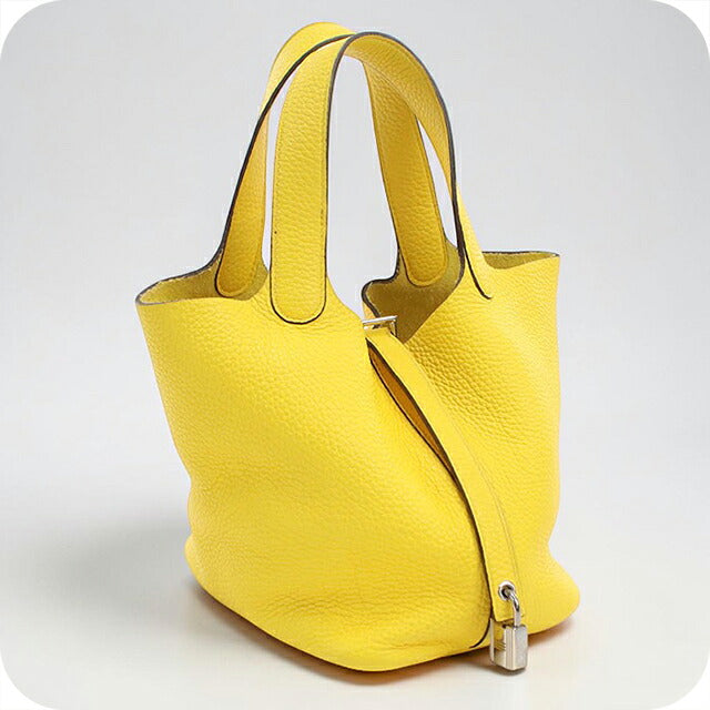 二手 Hermes 手提包男女通用品牌 HERMES Picotan Lock 小号黄色 USDHE115358011