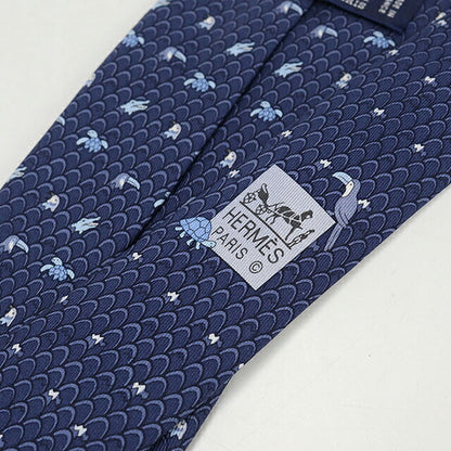 中古 エルメス ネクタイ メンズ ブランド HERMES シルクタイ ネイビー USDHE115440011