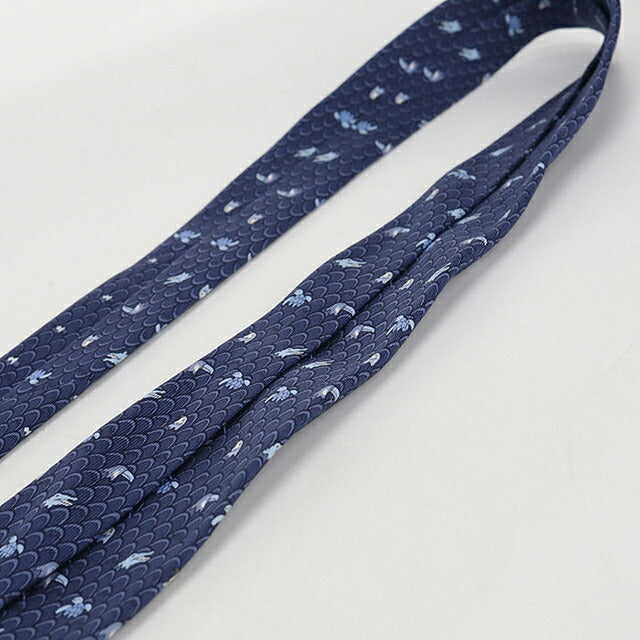 中古 エルメス ネクタイ メンズ ブランド HERMES シルクタイ ネイビー USDHE115440011