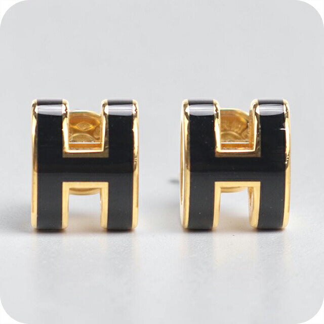 中古 エルメス ピアス レディース ブランド HERMES  ミニ ポップH ブラック アクセサリー USDHE118005011