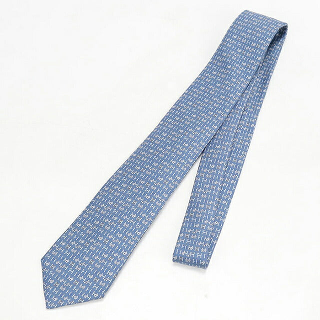 中古 エルメス ネクタイ メンズ ブランド HERMES  シルクタイ ブルー USDHE118871011