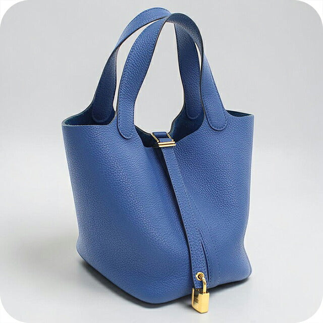 中古 エルメス ハンドバッグ ユニセックス ブランド HERMES  ピコタンロックPM ブルー USDHE120303011