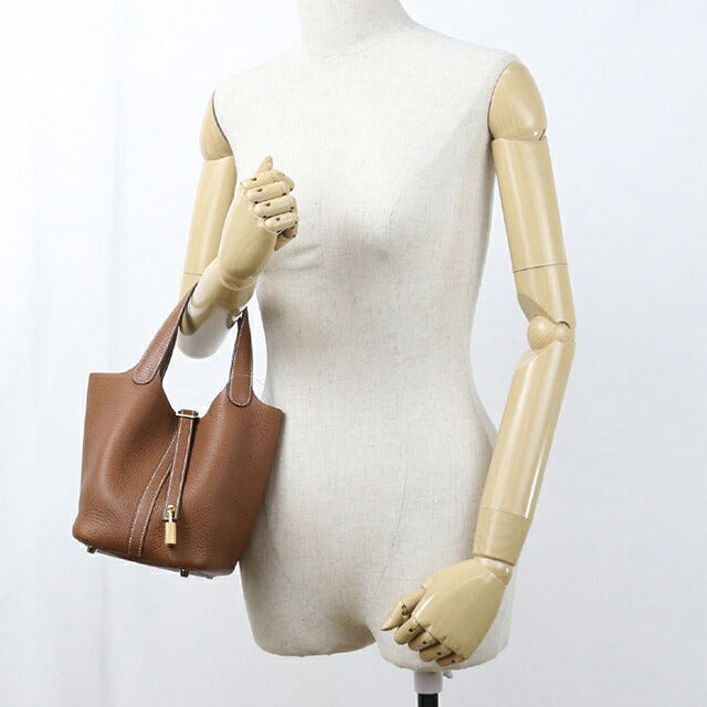 中古 エルメス ハンドバッグ ユニセックス ブランド HERMES  ピコタンロックPM ブラウン USDHE121052011