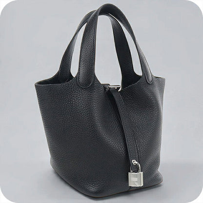 中古 エルメス ハンドバッグ ユニセックス ブランド HERMES  ピコタンロックPM ブラック USDHE121053011
