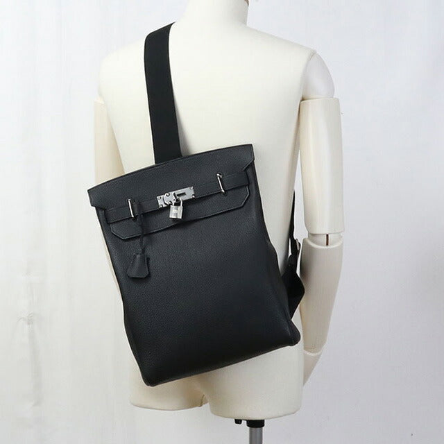Used Hermes Body Bag Unisex Brand HERMES Akkad GM Black Bag USDHE88092011