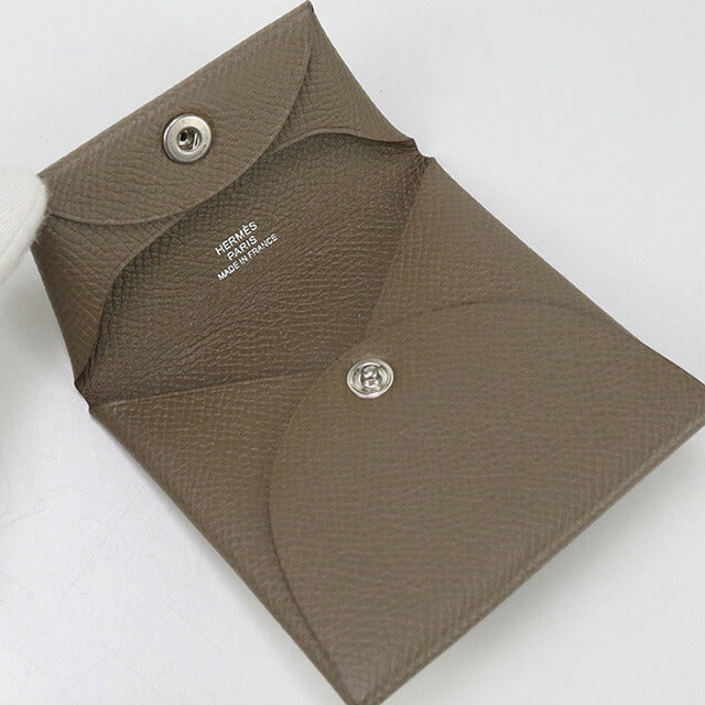 中古 エルメス 小銭入れ ユニセックス ブランド HERMES バスティア グレー 財布 USDHE95604011