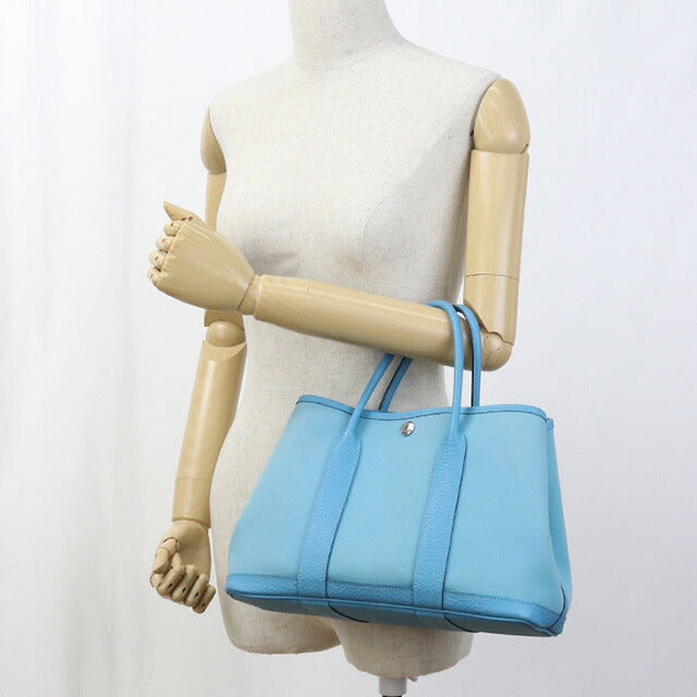 中古 エルメス トートバッグ レディース ブランド HERMES ガーデンパーティーTPM ブルー バッグ USDHE96039011