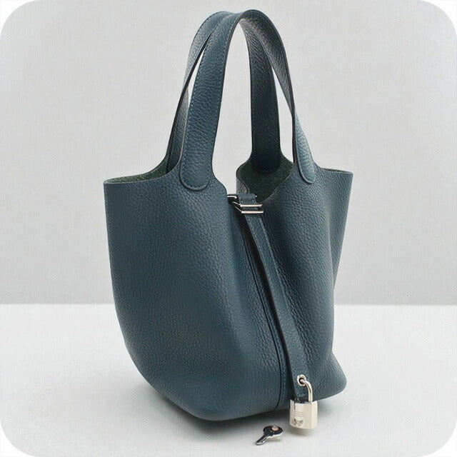 中古 エルメス ハンドバッグ レディース ブランド HERMES ピコタンロックPM ブルー バッグ USDHE96236011