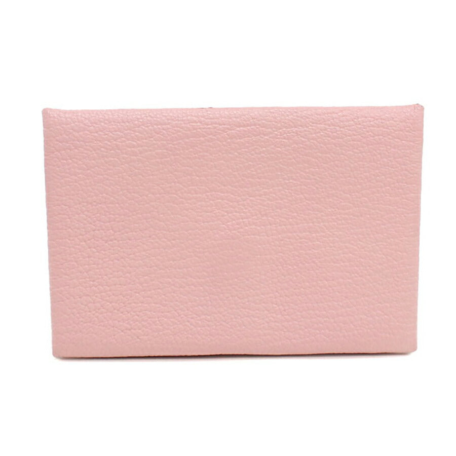 中古 エルメス カードケース レディース ブランド HERMES カルヴィ ピンク 財布 USDHE96671011