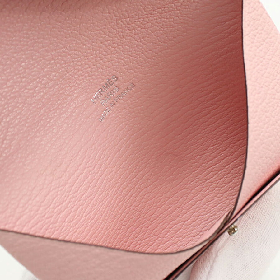 中古 エルメス カードケース レディース ブランド HERMES カルヴィ ピンク 財布 USDHE96671011