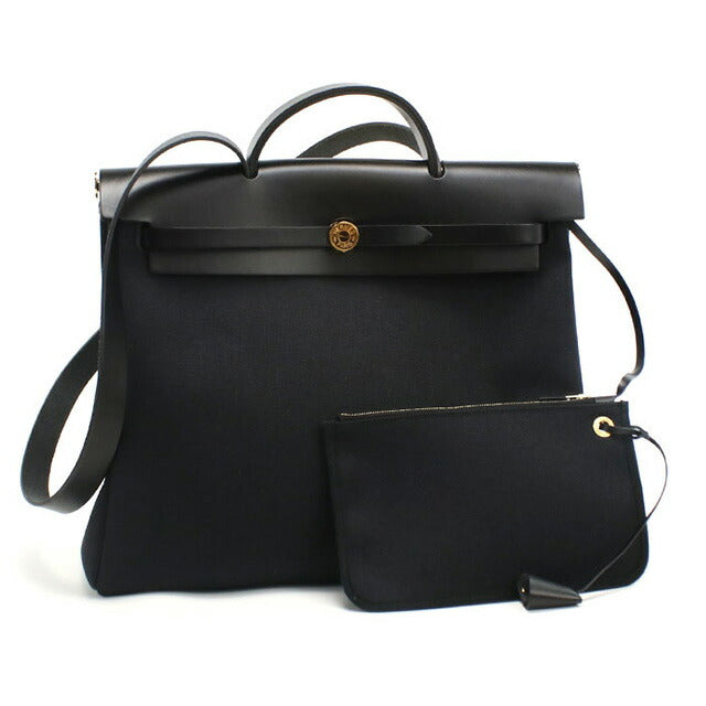二手 Hermes 手提包 女士品牌 HERMES Ale Bag 拉链 MM 黑色包 USDHE98943011
