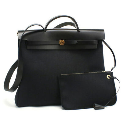 二手 Hermes 手提包 女士品牌 HERMES Ale Bag 拉链 MM 黑色包 USDHE98943011