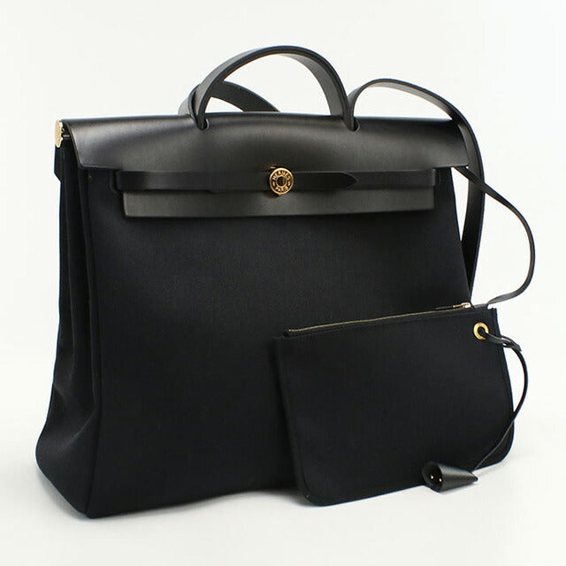 二手 Hermes 手提包 女士品牌 HERMES Ale Bag 拉链 MM 黑色包 USDHE98943011
