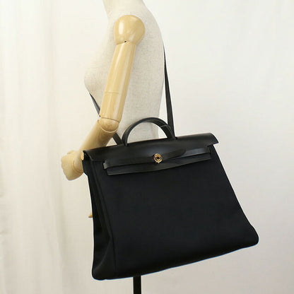 二手 Hermes 手提包 女士品牌 HERMES Ale Bag 拉链 MM 黑色包 USDHE98943011