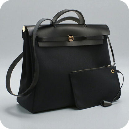 二手 Hermes 手提包 女士品牌 HERMES Ale Bag 拉链 MM 黑色包 USDHE98943011
