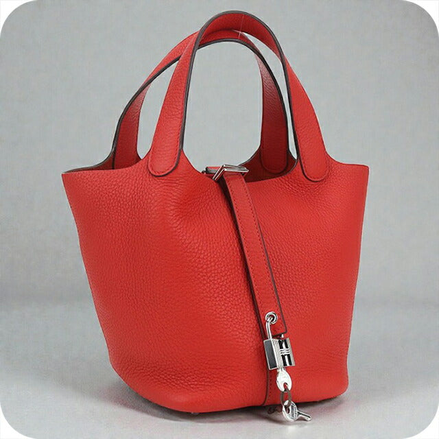 Used Hermes Handbag Ladies Brand HERMES Picotan Lock PM Red Bag USDHE99722011