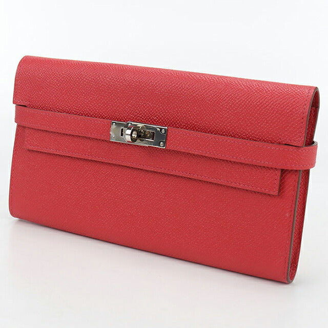 中古 エルメス 長財布ニ折小銭入付き レディース ブランド HERMES ケリーウォレット レッド 財布 USDHE99956011