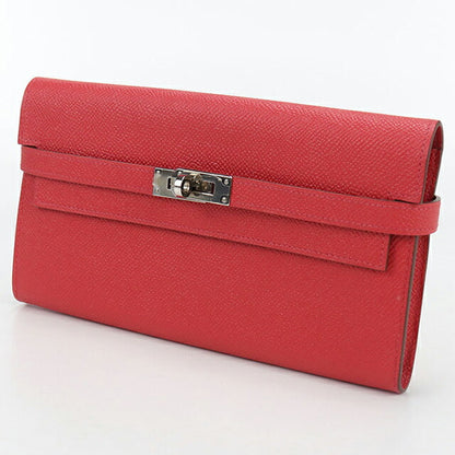 中古 エルメス 長財布ニ折小銭入付き レディース ブランド HERMES ケリーウォレット レッド 財布 USDHE99956011