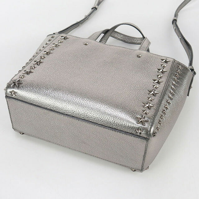 二手 Jimmy Choo 手提包女式品牌 JIMMY CHOO 星星饰钉 2WAY 皮革银色包 USDJI101952011