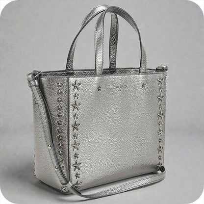 二手 Jimmy Choo 手提包女式品牌 JIMMY CHOO 星星饰钉 2WAY 皮革银色包 USDJI101952011