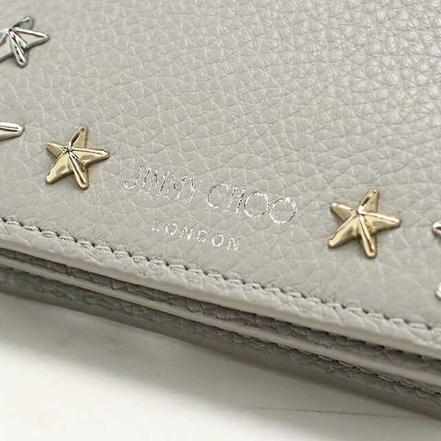 中古 ジミーチュウ 二つ折り財布 二折財布 コンパクト レディース ブランド JIMMY CHOO ハンネ グレー USDJI114760011