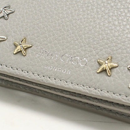 中古 ジミーチュウ 二つ折り財布 二折財布 コンパクト レディース ブランド JIMMY CHOO ハンネ グレー USDJI114760011