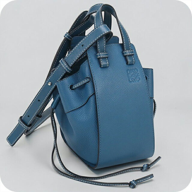 中古 ロエベ 斜め掛け ショルダーバッグ レディース ブランド LOEWE ハンモックドローストリングスミニ 2WAY ブルー USDLO100428011