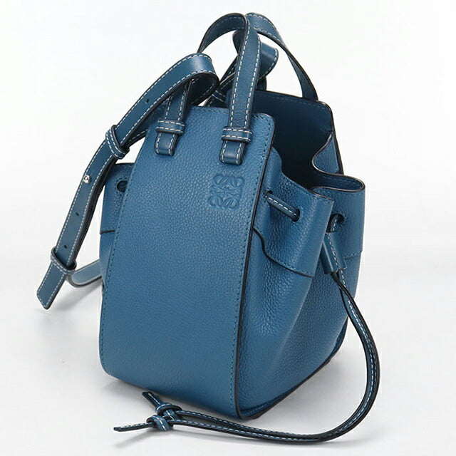 中古 ロエベ 斜め掛け ショルダーバッグ レディース ブランド LOEWE ハンモックドローストリングスミニ 2WAY ブルー USDLO100428011
