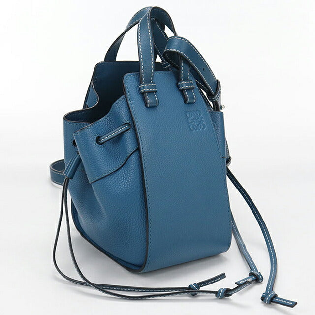 中古 ロエベ 斜め掛け ショルダーバッグ レディース ブランド LOEWE ハンモックドローストリングスミニ 2WAY ブルー USDLO100428011