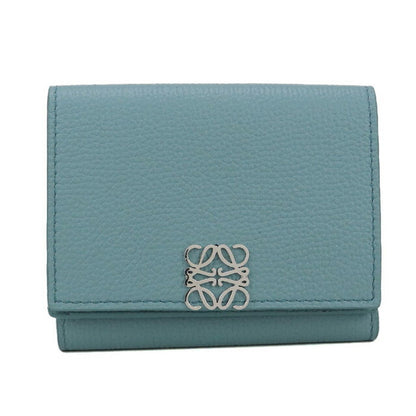 中古 ロエベ 三つ折り財布 レディース ブランド LOEWE アナグラム トライフォールド ウォレット レザー C821TR2X16 ブルー 財布 USDLO100792011