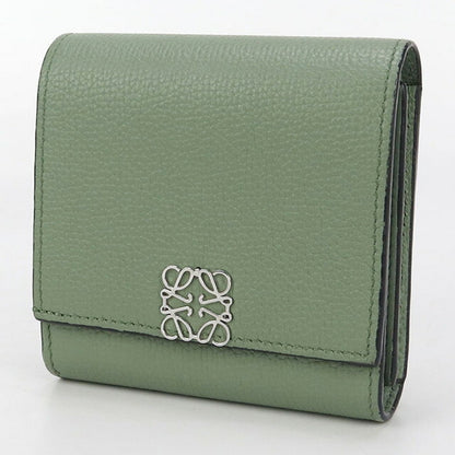 中古 ロエベ 二つ折り財布 レディース ブランド LOEWE アナグラム コンパクト フラップウォレット C821L57X04 グリーン 財布 USDLO101716011