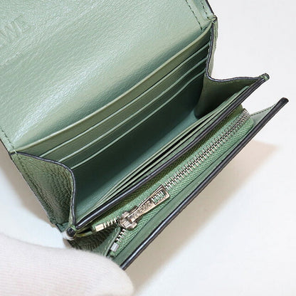 中古 ロエベ 二つ折り財布 レディース ブランド LOEWE アナグラム コンパクト フラップウォレット C821L57X04 グリーン 財布 USDLO101716011