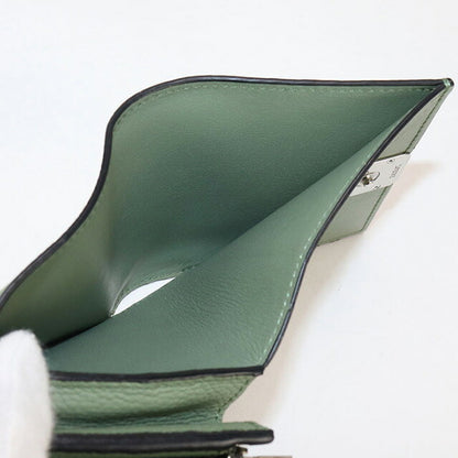 中古 ロエベ 二つ折り財布 レディース ブランド LOEWE アナグラム コンパクト フラップウォレット C821L57X04 グリーン 財布 USDLO101716011