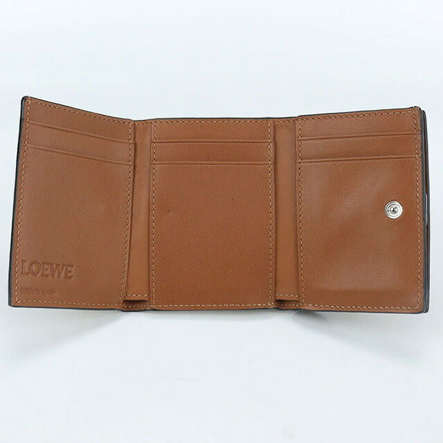 二手 LOEWE 三折钱包 女士品牌 LOEWE Anagram 三折钱包 C821TR2X02 棕色钱包 USDLO101829011