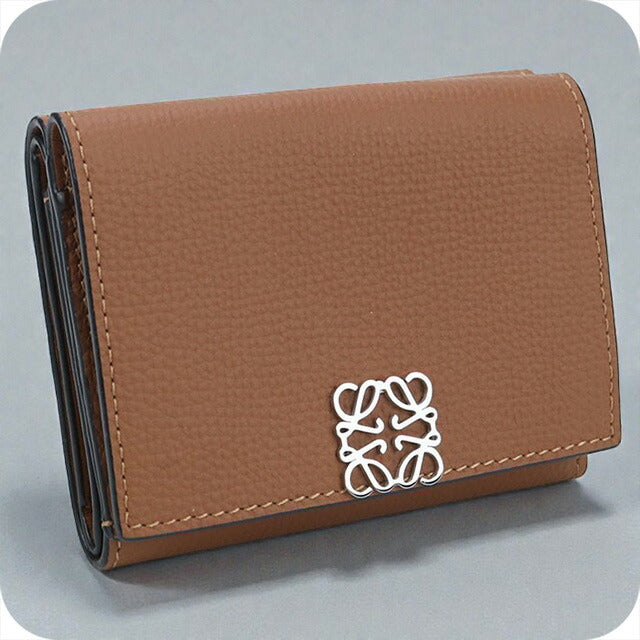 中古 ロエベ 三つ折り財布 レディース ブランド LOEWE アナグラム トライフォールド ウォレット C821TR2X02 ブラウン 財布 USDLO101829011