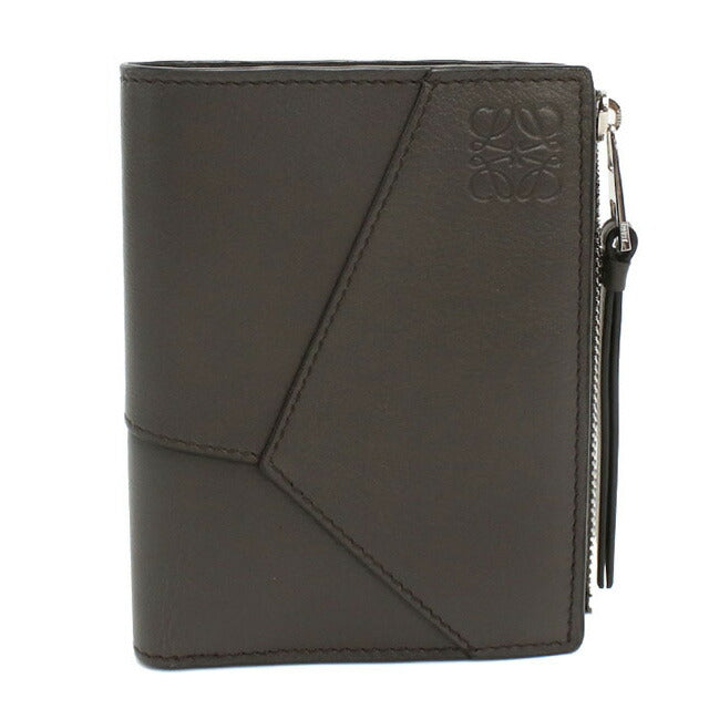 中古 ロエベ 二折財布 レディース ブランド LOEWE パズル スリム コンパクトウォレット レザー C510W73X02 グレー 財布 USDLO101862011