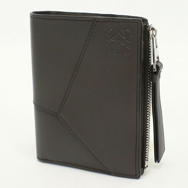 中古 ロエベ 二折財布 レディース ブランド LOEWE パズル スリム コンパクトウォレット レザー C510W73X02 グレー 財布 USDLO101862011