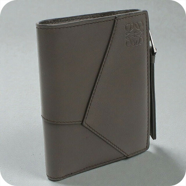 中古 ロエベ 二折財布 レディース ブランド LOEWE パズル スリム コンパクトウォレット レザー C510W73X02 グレー 財布 USDLO101862011