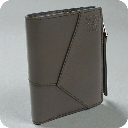 中古 ロエベ 二折財布 レディース ブランド LOEWE パズル スリム コンパクトウォレット レザー C510W73X02 グレー 財布 USDLO101862011