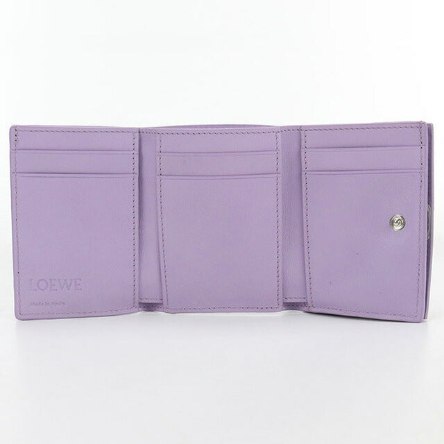中古 ロエベ 三つ折り財布 レディース ブランド LOEWE アナグラム トライフォールド ウォレット C821TR2X16 パープル 財布 USDLO102139011