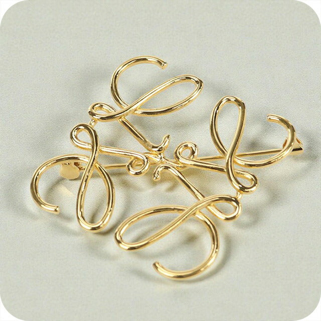 中古 ロエベ ブローチ レディース ブランド LOEWE アナグラム 111.25.020 ゴールド 小物 USDLO102225011