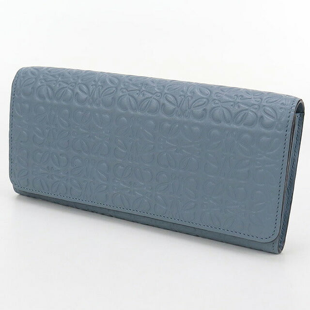 中古 ロエベ 長財布二折 レディース ブランド LOEWE アナグラム リピート コンチネンタルウォレット 107.55.F11 ブルー 財布 USDLO102601011