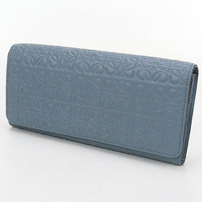 中古 ロエベ 長財布二折 レディース ブランド LOEWE アナグラム リピート コンチネンタルウォレット 107.55.F11 ブルー 財布 USDLO102601011