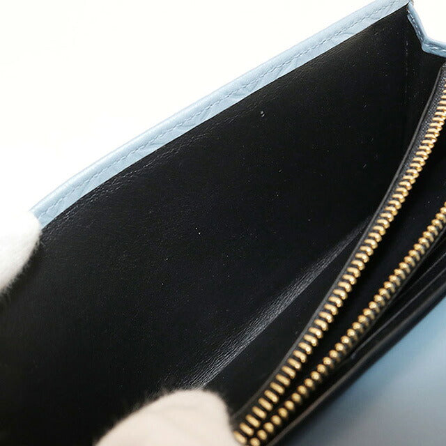 中古 ロエベ 長財布二折 レディース ブランド LOEWE アナグラム リピート コンチネンタルウォレット 107.55.F11 ブルー 財布 USDLO102601011